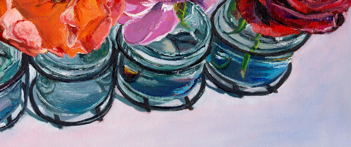 "Sunkissed" Five Blooms in Glass