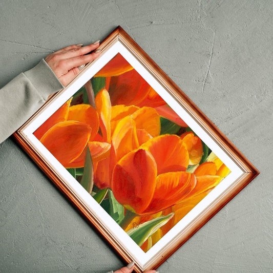 art print,flower,orange,spring,tulips,wall decor
