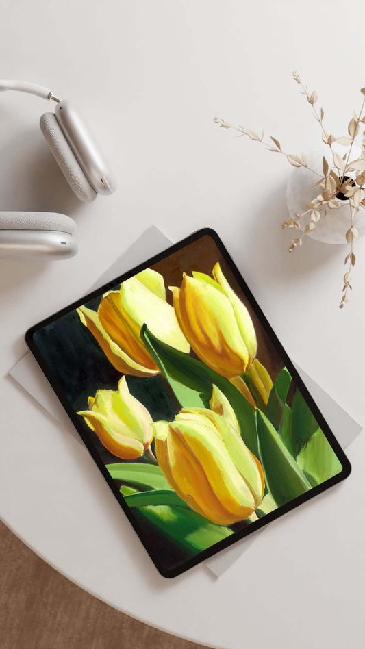 art print,tulips,wall art,wall decor,yellow